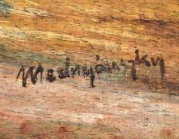 Mednyánszky jelzéssel: Erdőirtás. Olaj, falemez, sérült keretben, 53×87 cm