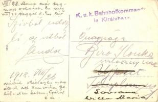 Királyháza, Královo nad Tisou, Koroleve; vasútállomás vonattal / railway station with train + K.u.k....