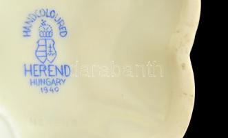 Herendi Viktória mintás porcelán gyertyatartó, kézzel festett, jelzett, hibátlan, m: 8 cm