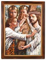 Zámbó Kornél (1938- ): Veronika kendője. Olaj, vászon-farost, jelzett, keretben, 58×78  cm