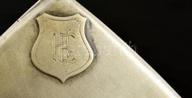 Ezüst(Ag) cigarettatárca, monogrammal, jelzett, 9x8 cm,  113,7 g