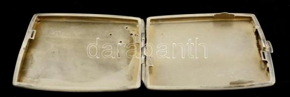 Ezüst(Ag) cigarettatárca, monogrammal, jelzett, 9x8 cm,  113,7 g