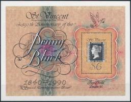 150 éves a bélyeg, Black Penny évforduló blokk, 150th anniversary of stamp, Black Penny block