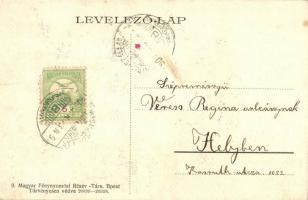 Budapest I. Honvéd szobor a Dísz téren. Tulipános és magyar zászlós montázslap