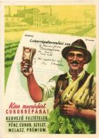 Köss szerződést cukorrépa termelésre! / Hungarian socialist propaganda, sugar beet production advertisement card (EK)