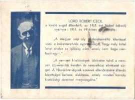 Lord Robert Cecil. A Magyar Nemzeti Szövetség kiadása / Hungarian irredenta (EK)