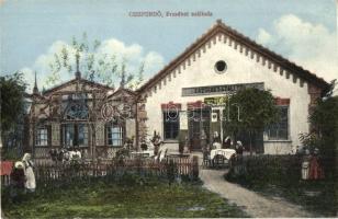 Csízfürdő, Cíz Kúpele; Erzsébet szálloda, Grósz H. zsidó vendéglője, étterem / hotel and Jewish restaurant (fl)