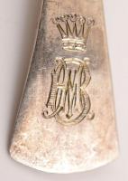 Ezüst (Ag.) mokkás kanál (4 db), jelzett, monogrammal, h:11 cm, nettó:60 g