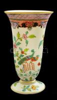 Herendi Paon de Peking mintás porcelán váza, kézzel festett, jelzett, hibátlan, m: 18,5 cm