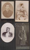 cca 1900 Vegyes fotó tétel, összesen 56 db, közte portrék, csoportképek, 1 db ferrotípia, különböző ...