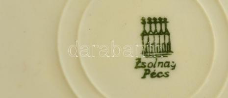 Zsolnay teás csésze és alj (csak az alj jelzett) párban (2db), matricás, kopott aranyozás