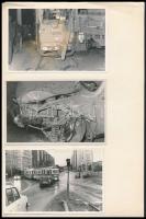 cca 1960-1970 Közúti balesetek, 6 db fotó kartonra ragasztva, 9×14 cm
