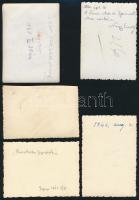 cca 1941-1944 5 db katonai fotó, hátuljukon feliratozva, 6×9 cm