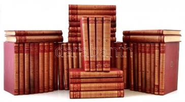 Jókai Mór Művei. Centenáriumi kiadás. 1-50 kötet. Bp. (Franklin-Társulat-Révai.) 1925-1928. Kiadói dúsan aranyozott gerincű, Jókai arcképével illusztrált egészvászon sorozatkötésben, néhány gerincen kopás, a kötetek nagy része szép állapotban