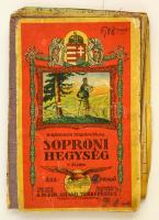 Kirándulók térképe sorozat: Soproni hegység. Magyar Földrajzi Intézet. 96x56 cm Vászonra kasírozva. Megviselt állapotban.