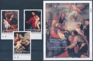 1999 Karácsony; Festmények sor Mi 878-880 + blokk Mi 57