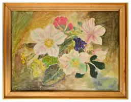 Balázs jelzéssel: Virágszirmok. Vegyes technika, karton, keretben, 30×40 cm