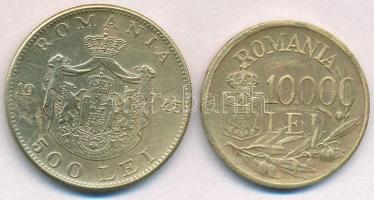 Románia 1945. 500L sárgaréz "I. Mihály" + 1947. 10.000L sárgaréz "I. Mihály" T:2...