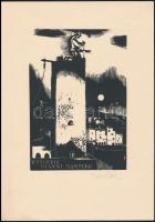 Vadász Endre (1901-1944): Ex libris Gianni Mantero, fametszet, papír, jelzett, 16x10 cm