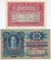 1913. 20K + 1917. 2K mindkettő hamis "Zimony" felülbélyegzéssel (fake overprint) T:III