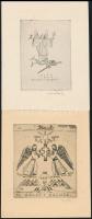 Vadász Endre (1901-1944): Angyalok, 4 db ex libris. (Színezett) rézkarc, papír, jelzett, 9x6,5 és 9x...