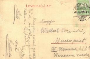 Esztergom, Kis piac, Központi kávéház, Bartal S. divatáruháza, Brukner Albert és Vörös József üzlete...