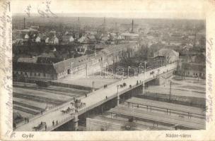 Győr, Nádorváros; vasúti átkelő híd vágányokkal (EK)