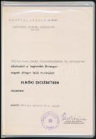 1979 Hartai László (1925-1987) a Legfelsőbb Bíróság tanácselnökének dicsérő oklevele