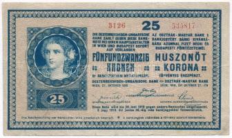 1918. 25K "3126" 3mm, hullámos hátlap, hamis "Szatmár Vármegye Nagybánya Szab. Kir. R. T. Város" felülbélyegzéssel (overprint) T:III