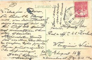 Mezőkövesd, Fő utca, Kövessy-féle Őrangyal gyógyszertár, templom (fl)