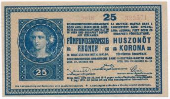 1918. 25K 3018 3mm, hullámos hátlap, hamis Szegedi Népbank felülbélyegzéssel (fake overprint) T:II-,III