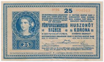 1918. 25K "3016" 3mm, sima hátlap, hamis "Zircvidéki Takarékpénztár" felülbélyegzéssel (fake overprint) T:III