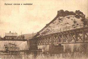 Gyimes, Ghimes; Magyar-román országhatár, Rákóczi várrom, vasúti híd / Hungarian-Romanian border, castle ruins, railway bridge (EK)