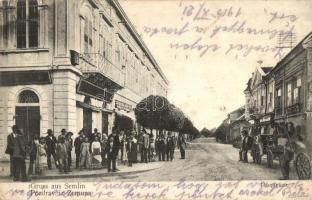 Zimony, Zemun, Semlin; Fő utca és üzletek / Hauptgasse / main street with shops (fa)