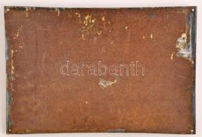 cca 1920 Szent István cikoria, sérült zománctábla, 33×50 cm