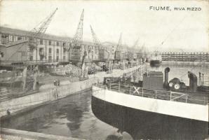 Fiume, Riva Rizzo / rakpart, kikötő, gőzhajó / quay, port, steamship (non PC) (EB)