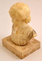Olvashatatlan jelzéssel: Lány büszt. Alabástrom, kis hibával, márvány talapzaton,m:14 cm