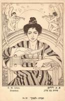 Zionslied No. 59. Judaica art postcard s: E. M. Lilien (kis szakadás / small tear)