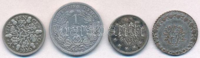 4db-os fémpénz tétel, közte Nagy-Britannia 1936. 6p Ag "V. György", Német Birodalom 1875F ...