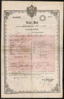 1854 Útlevél 6 kr szignettával / Passport for citizen