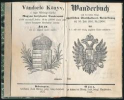 1860 Vándorkönyv, belül jó állapotban, sok pecséttel és bejegyzéssel / wander book
