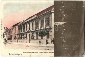 1907 Szombathely, Polgári fiú és felső kereskedelmi iskola. A körmendi Kossuth szobor leleplezési ünnepségének fotójával, photo (vágott / cut)