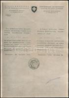 1944 Bp., A Svájci Követség által zsidó férfi számára kiállított védőútlevél (Schutzpass) hitelesített másolata / 1944 Swiss Schutzpass for Jewish man, original copy
