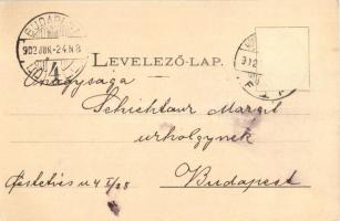 1902 Hódmezővásárhely, Központi szálloda és kávéház, szökőkút, termény és gabona csarnok. Kiadja Jae...