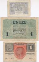Románia 1920. 1L + Német megszállás 1917. 1L + Magyarország 1916. 1K román felülbélyegzéssel T:III,I...