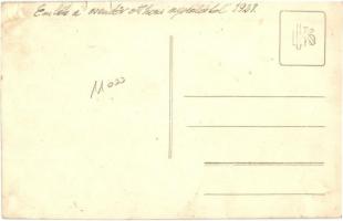 1928 Hévíz, Magyar Királyi Csendőr Otthon, csendőrök és feleségeik csoportképe a nyaralóknál. photo ...