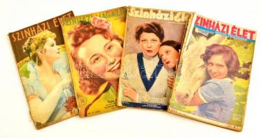 1937-1941 Színházi Élet és Színházi Magazin 4 db száma, vegyes minőségben