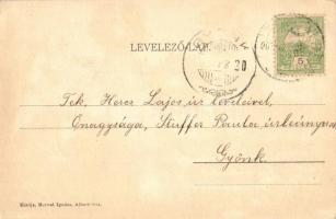 Albertirsa, vasútállomás gőzmozdonnyal. Kiadja Morvai Ignácz