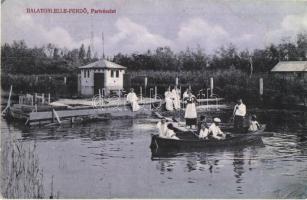 1920 Balatonlelle, part részlet csónakázókkal (Rb)