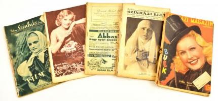 1931-1944 Színházi Élet, Színházi Magazin, Film Színház Irodalom összesen 5 db száma, vegyes minőségben